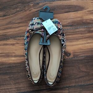 Cato Multicolor Tweed Ballet Flats with Bow Trim 9